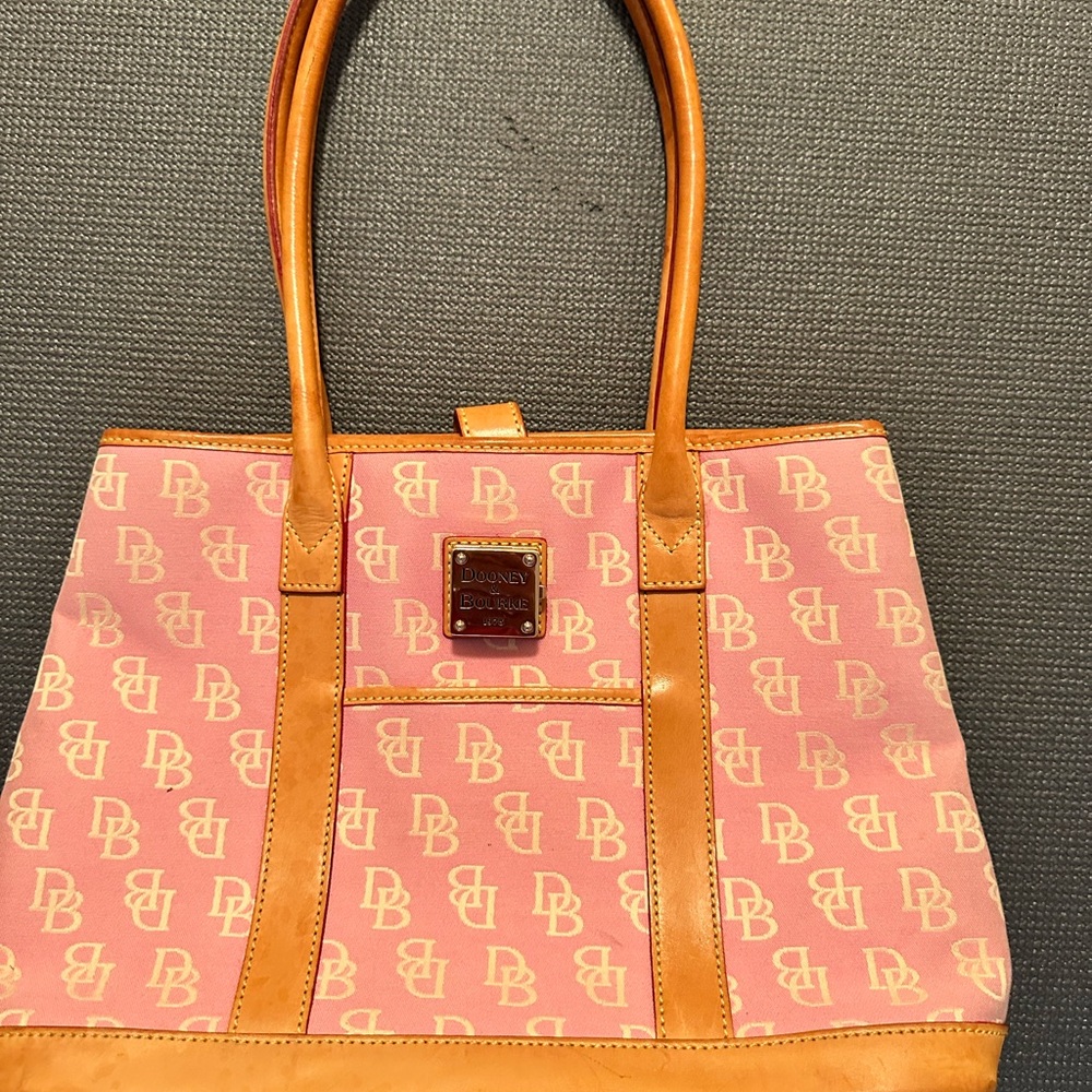 Dooney & Bourke Pink and Brown Logo Tote